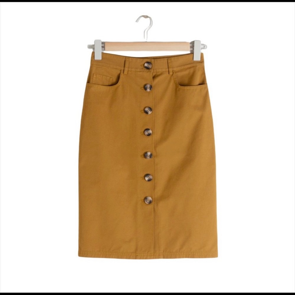 & Other Stories Cotton Twill Button Front Pencil Skirt
